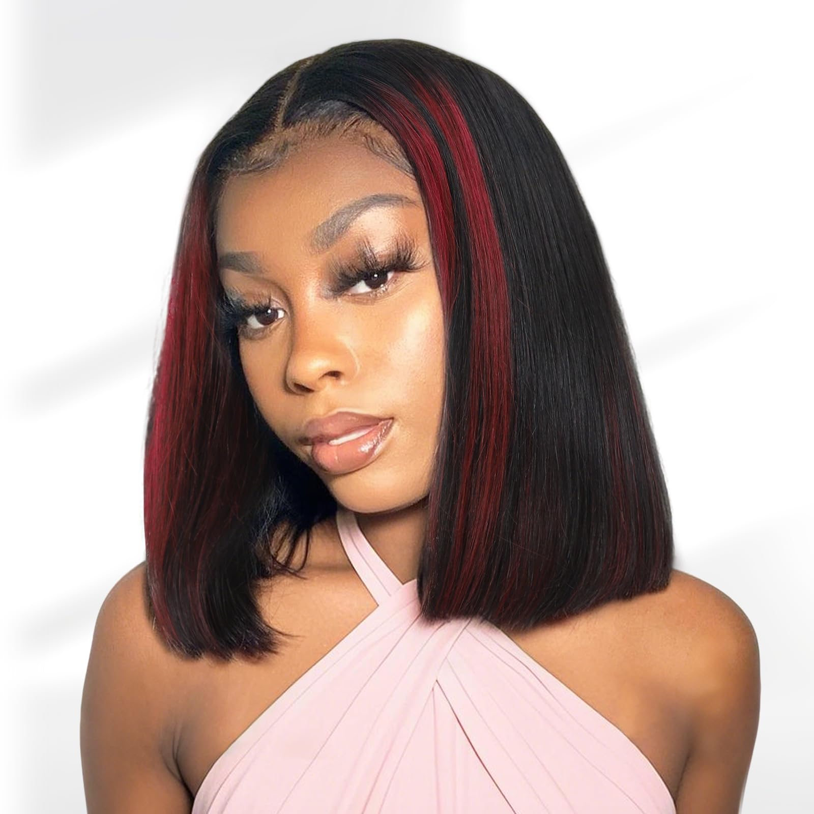 Beluck 1b99j 4x4 Bob Wig Human Hair Straight Wigs 150 Density Bob Wear and Go Glueless Wig Human Hair Pre Plucked With Brazilian Real Virgin Transparent Lace Frontal Wigs for Black Women 12 Inch