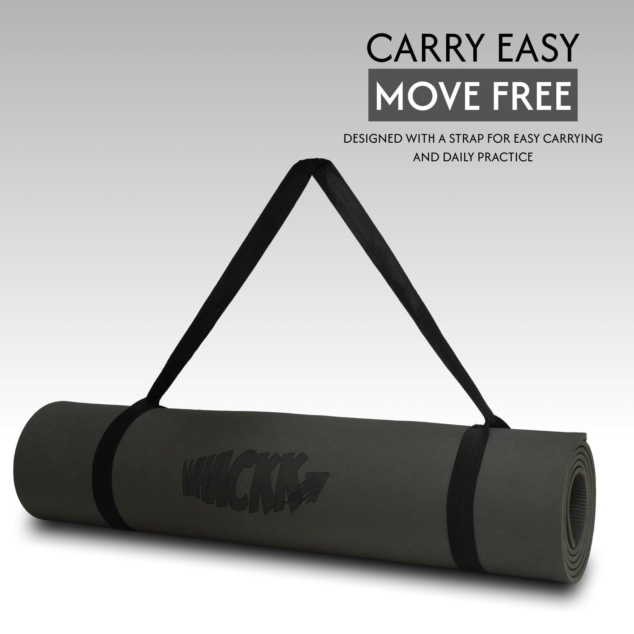 WHACKK Yoga Mat 6mm Grey | Anti-Skid Cushioned Exercise Mat | TPE Mat for Yoga, Pilates, Stretching, Gym & Home Workout for Men & Women 2