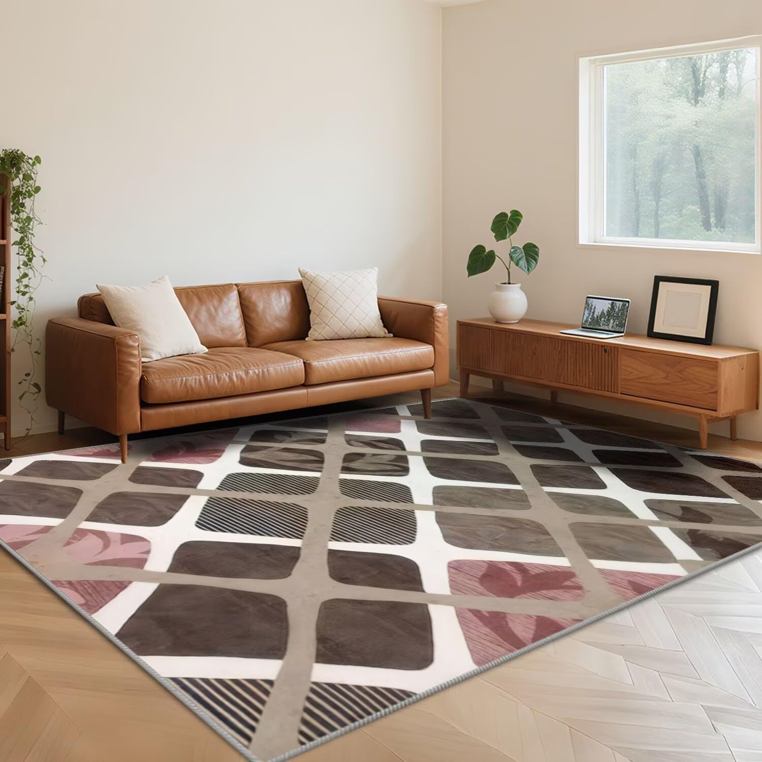 Tapis de salon marron 180 x 280 cm idéal pour une chambre cosy