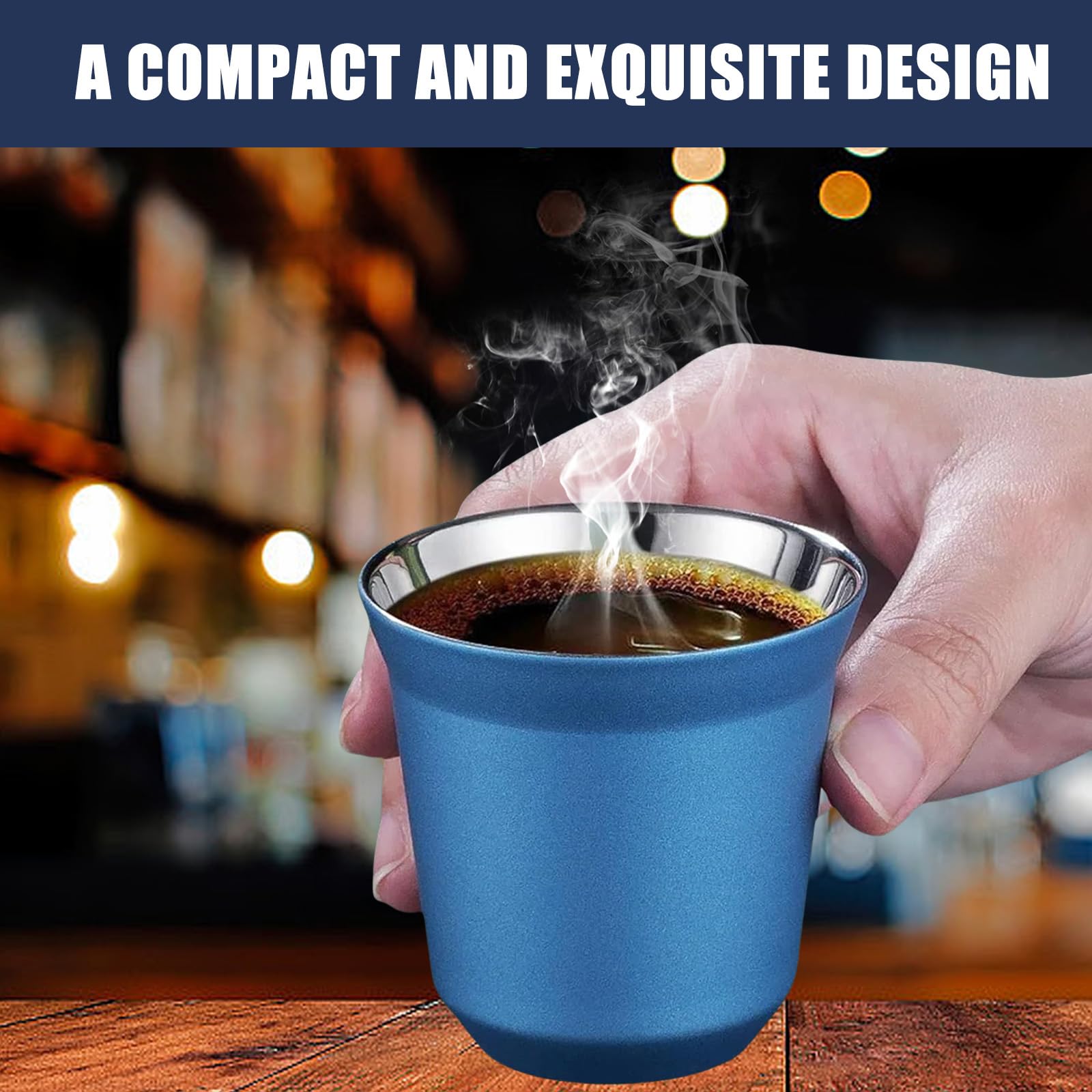 Zestaw 4 filiżanek do espresso ze stali nierdzewnej, 80 ml, 2 kolory do espresso, filiżanki do espresso, filiżanki do espresso, filiżanki do espresso, małe filiżanki do espresso, do użytku na