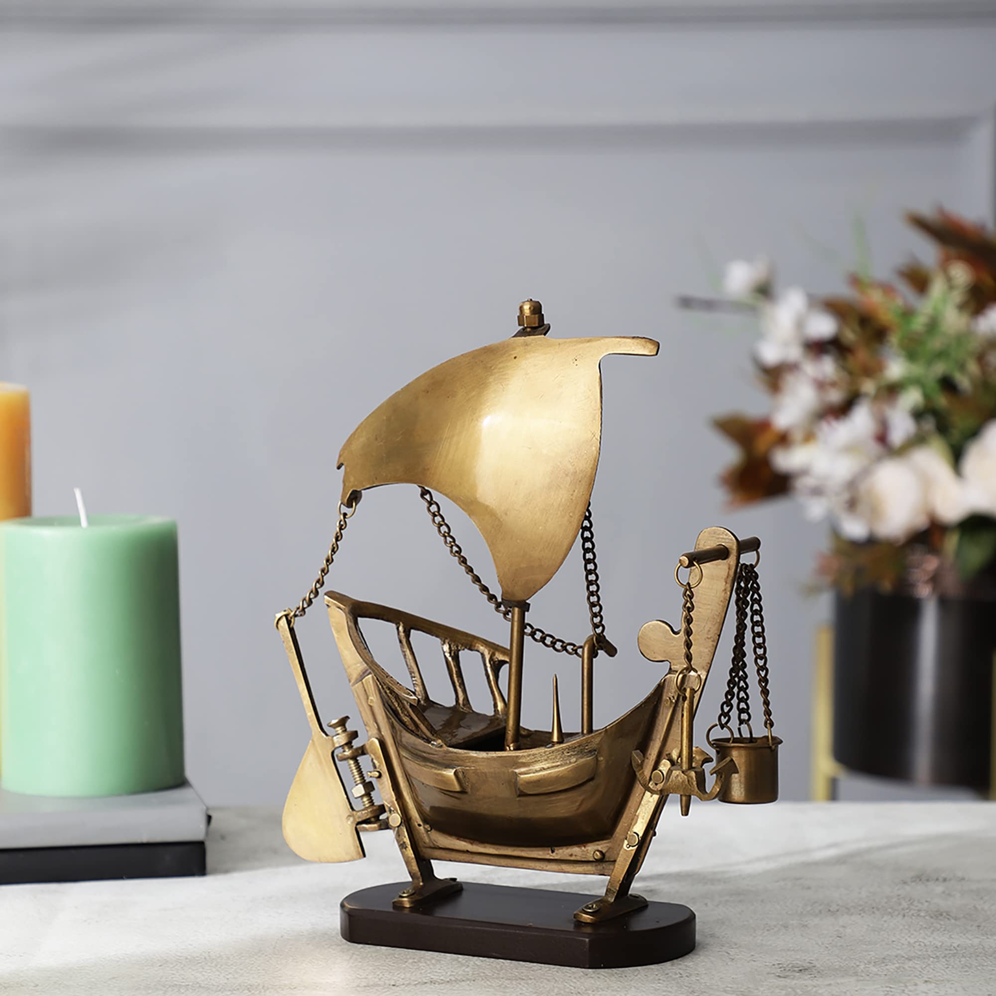 Decoración náutica de latón y madera para velero elegante de 8 pulgadas