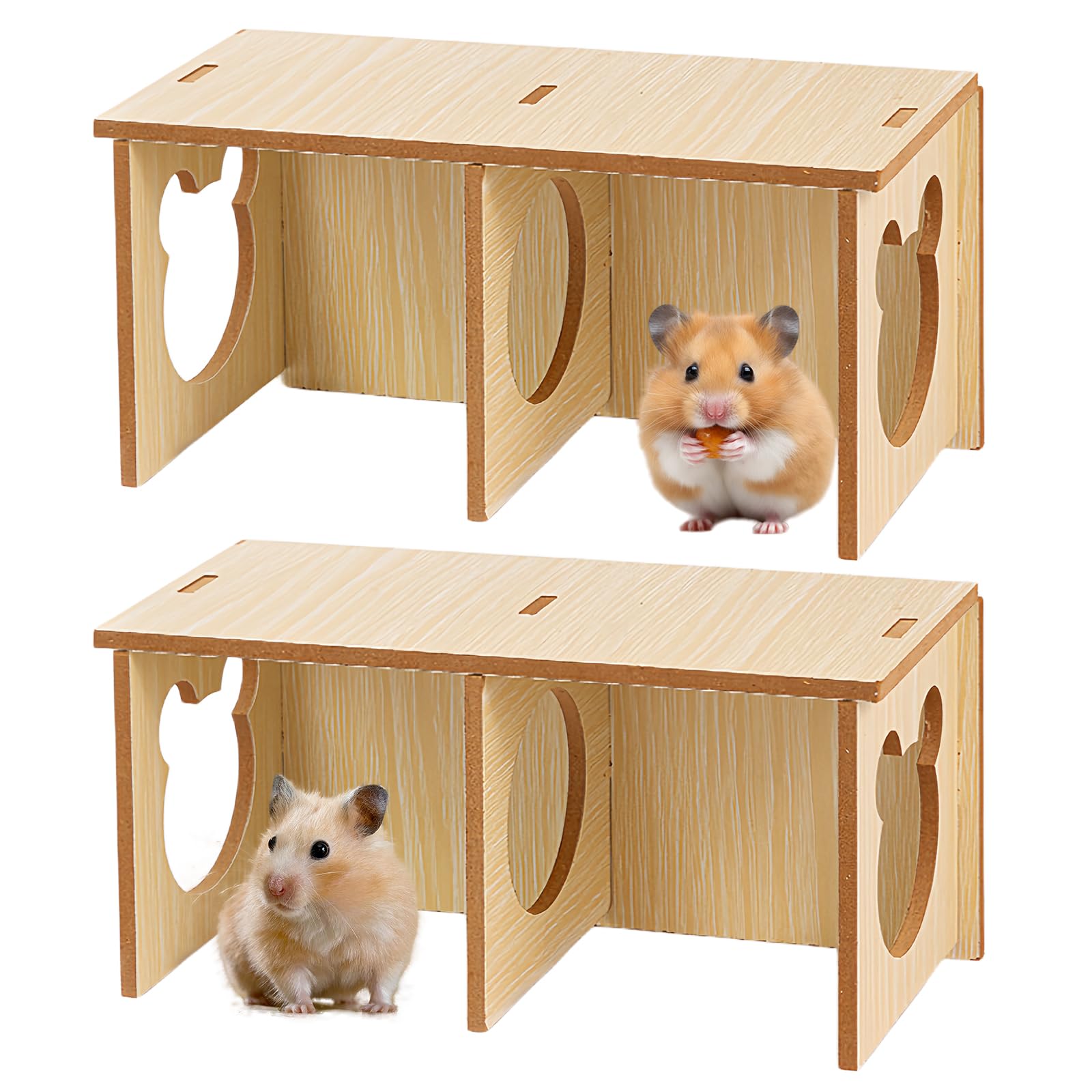 MEYAGOT Casa de hámster, 2 piezas de casa de cobayas, casa de esquina, casa de hámster de madera para hámster, casa de hámster de madera, accesorios para hámsters enanos, jerbos, degus, ratones
