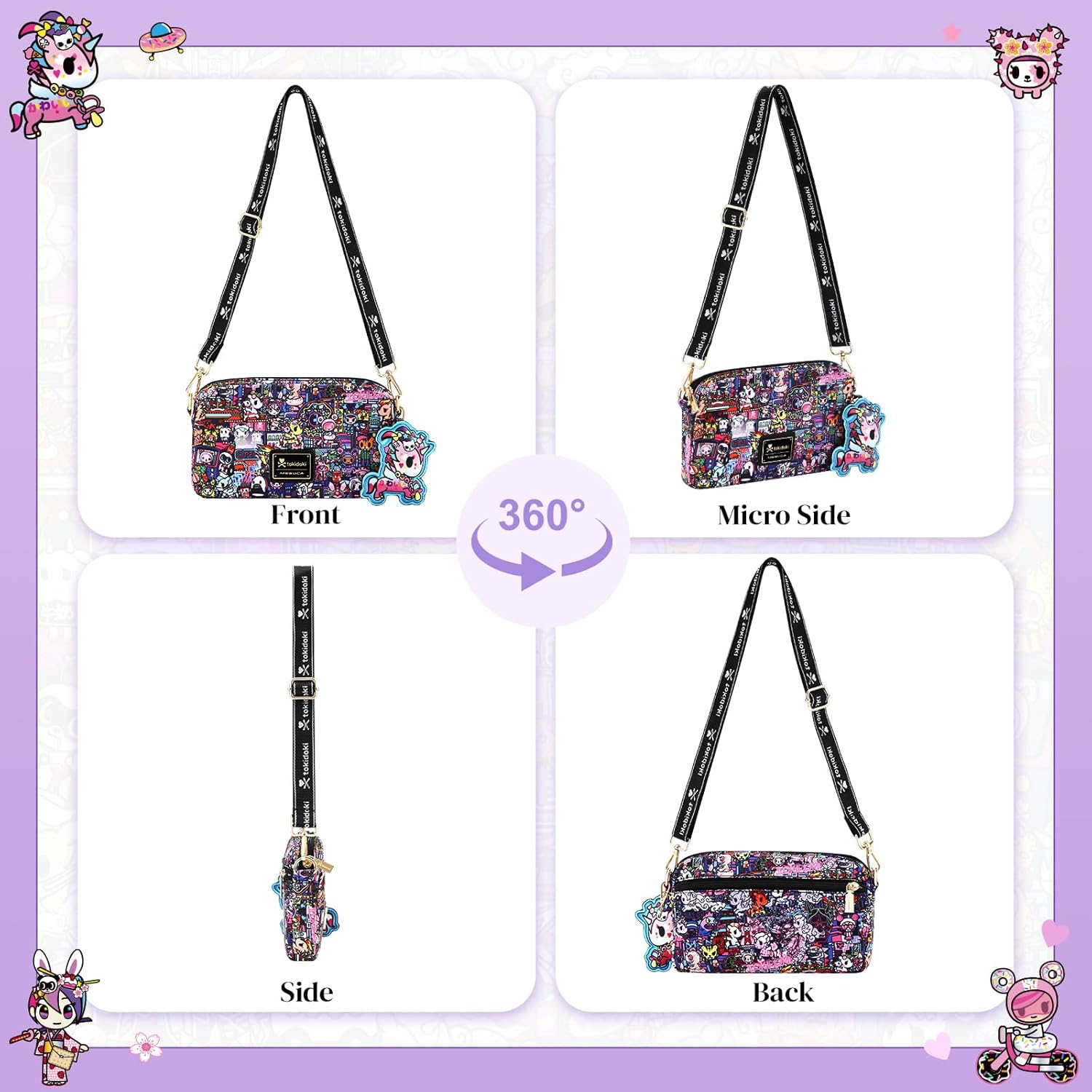 Tokidoki Crossbody Purse with Unicorno Keychain Cute Shoulder Bag Cartoon Wallet for Women Teen Girls Shopping Travel - Image 7