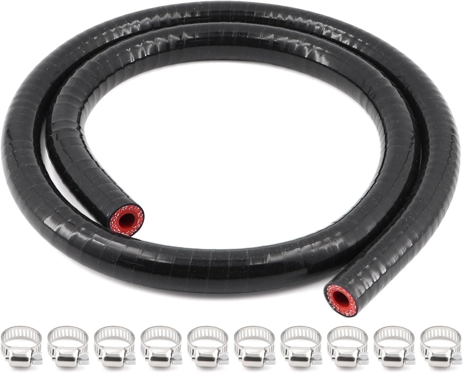 TuoLauthon 3-Ply Silicone Coolant Hose with 10 Clamps (5/16 in ID 1 m)