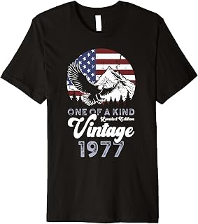 Vintage 1977 Patriotic Eagle 48th Birthday American Flag Premium T-Shirt