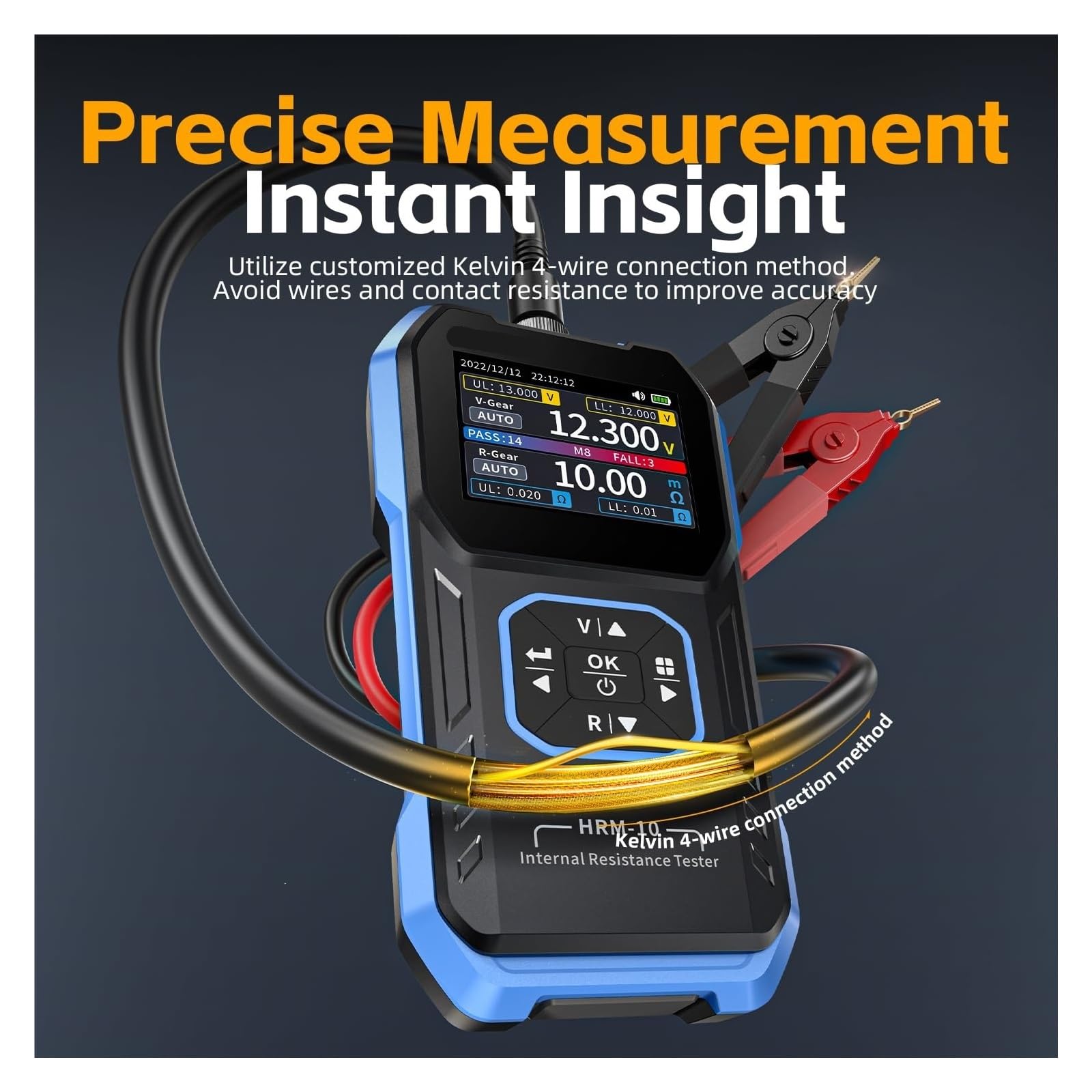 Multimetro digitale, Tester di resistenza interna della batteria ad alta precisione HRM-10, misuratore tensione CA a 4 fili