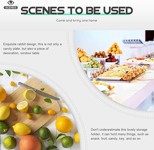 Miniatura 7 de SEWACC Plato en forma de conejo de Pascua plato de cena de cerámica cuenco de caramelo plato de cocina bandeja de aperitivos decoración de fiesta de