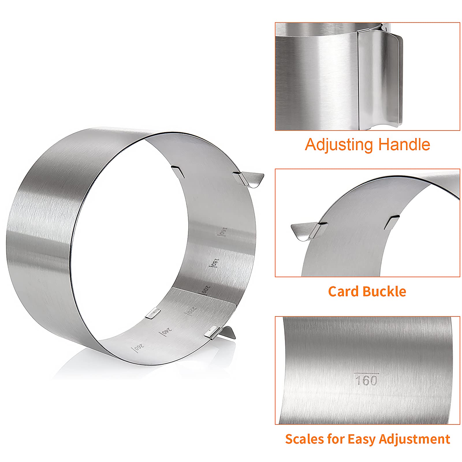 2 Anelli Per Torte Regolabili In Acciaio Inox - Altezza 15cm, Diametro 16-30cm - Foto 5