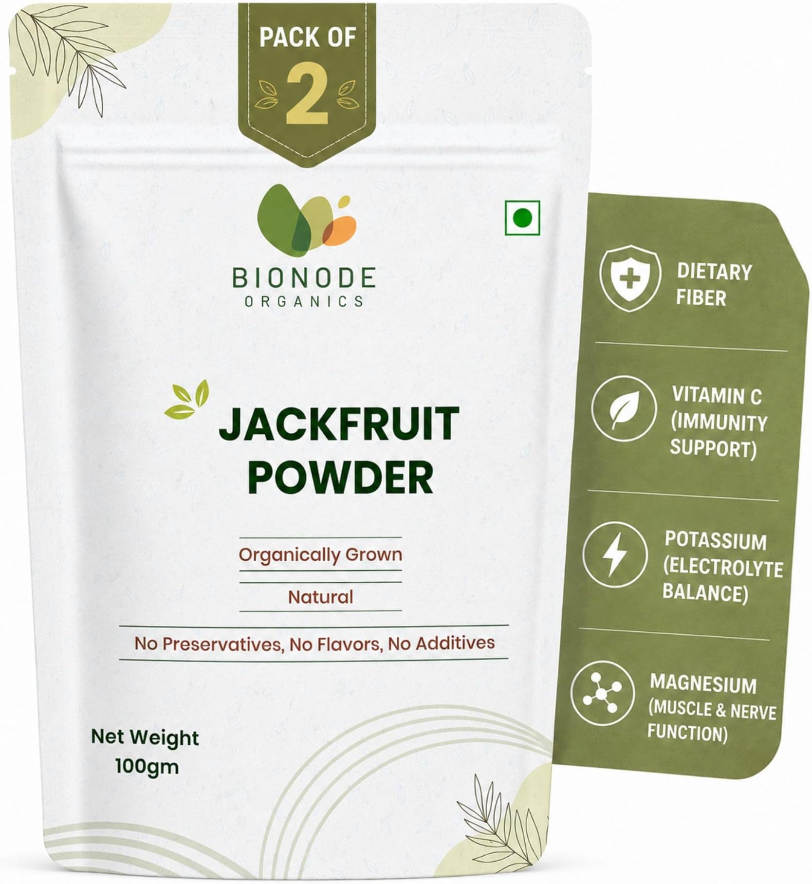 Jackfruit Powder Gluten Free,| Anti Acne | Supports Digestive Health | Boosts Immunity | Improves Vision |Organic & Natural Ingredients | 200 gm (2 x 100gm) (Pack of 2)