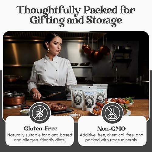 Miniatura 5 de Don Capo Paquete variado de sal marina  Flor de sal gourmet, Kosher fina y gruesa  pura, sin refinar y cosechada naturalmente  Perfecto para