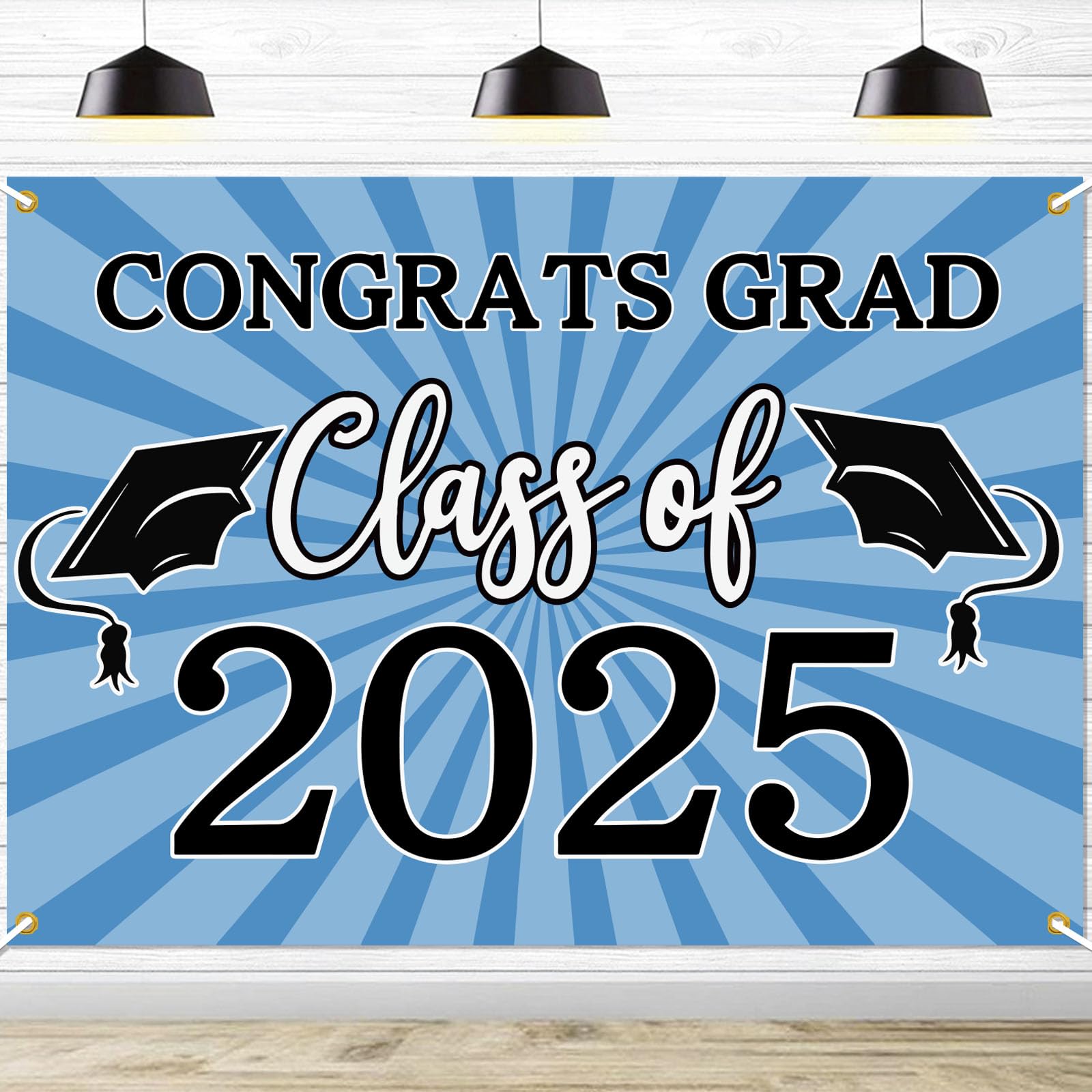Congrats Grad Class of 2025 Backdrop Banner Light Blue Class of 2025 Banner Backdrop Graduation 2025 Background Sign for Graduation Party Supplies
