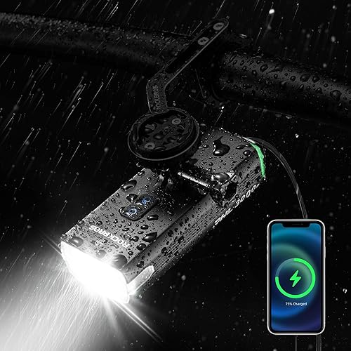 ROCKBROS Luces de bicicleta de 10000 mAh USB-C recargables para bicicleta para conducción nocturna, 3000 lúmenes, luces brillantes para bicicleta,