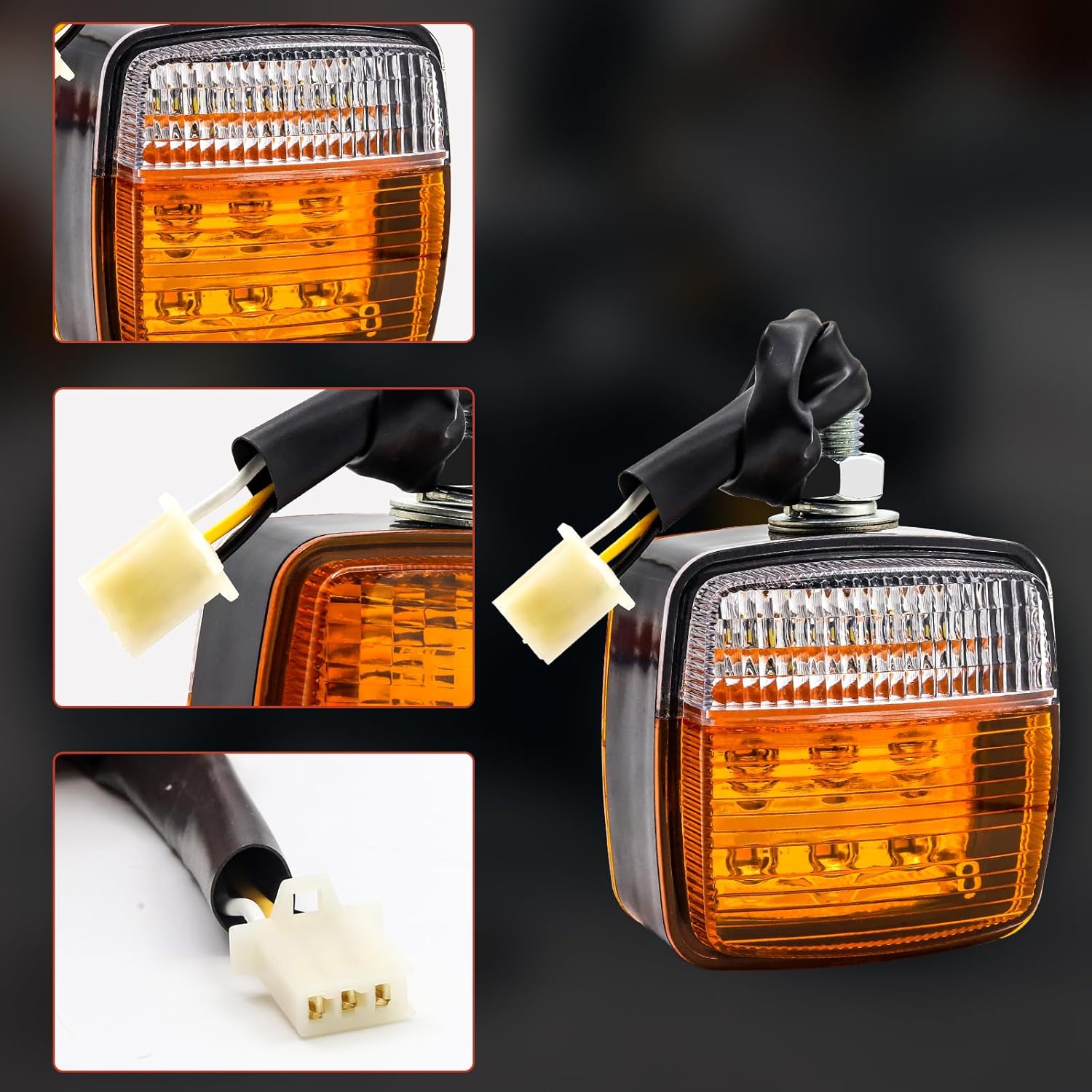 Double Faced Square Forklift LED Lights, Led Truck Trailer Turn Signal & Side Marker Lights, Forklift Light with Amber/White 13-LED 12v for forklift, 2pcs