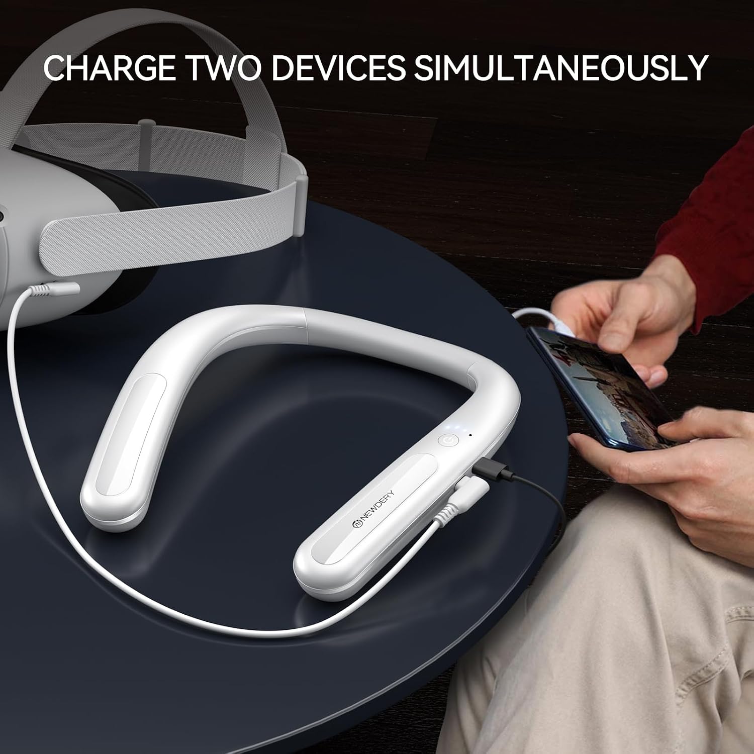 Hanging Neck Power Bank for iPhone 15 Pro/Max/Plus & Meta Quest 3, 10000mAh Portabale Charger USB C 20W PD Fast Charging Battery Pack for VR Oculus Quest 3/2 / 1 / Pro image 5
