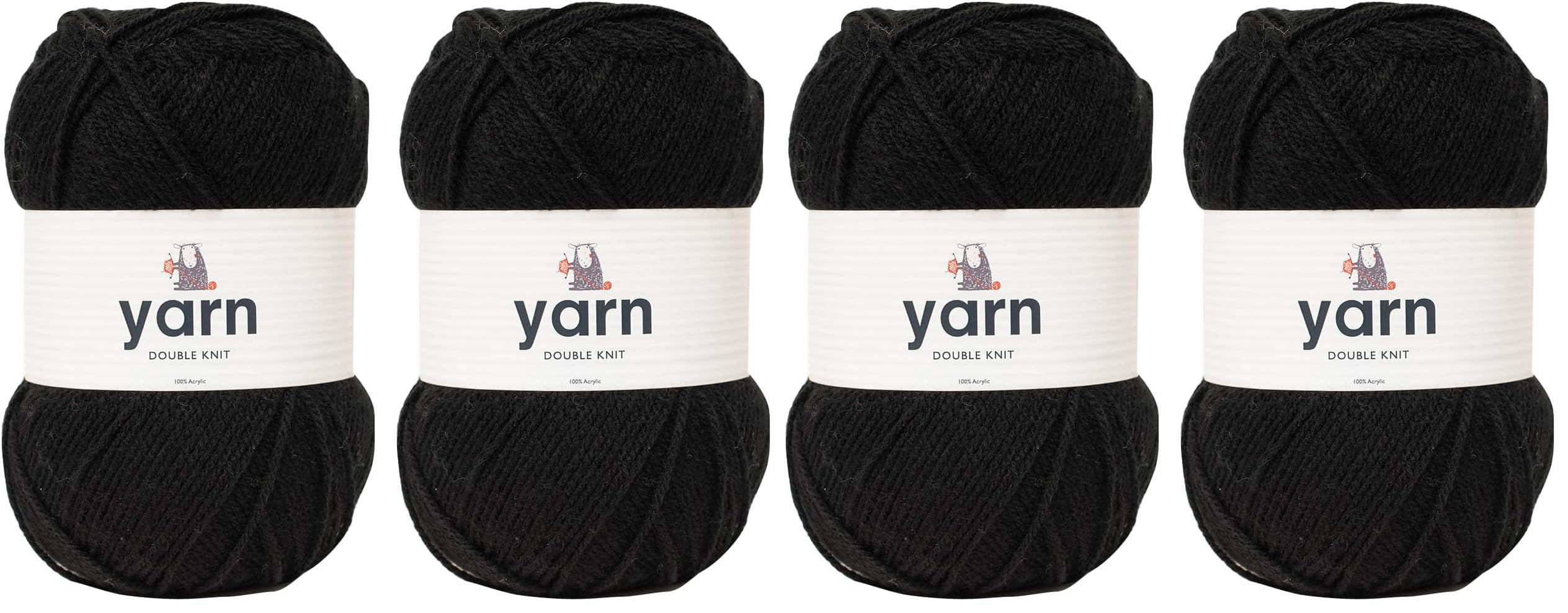 KORBOND DK Black Yarn - 100g Acrylic Wool - Lightweight, Hypoallergenic & Durable Double Knit Crochet Yarn Knitting Wool (290m Total) — view 128