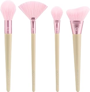 EcoTools Conjunto de pincéis de maquiagem profissional da Elements Limited Edition, para bronzeador, blush ou marca-texto, pincéis de maquiagem ecológicos, conjunto de 4 peças