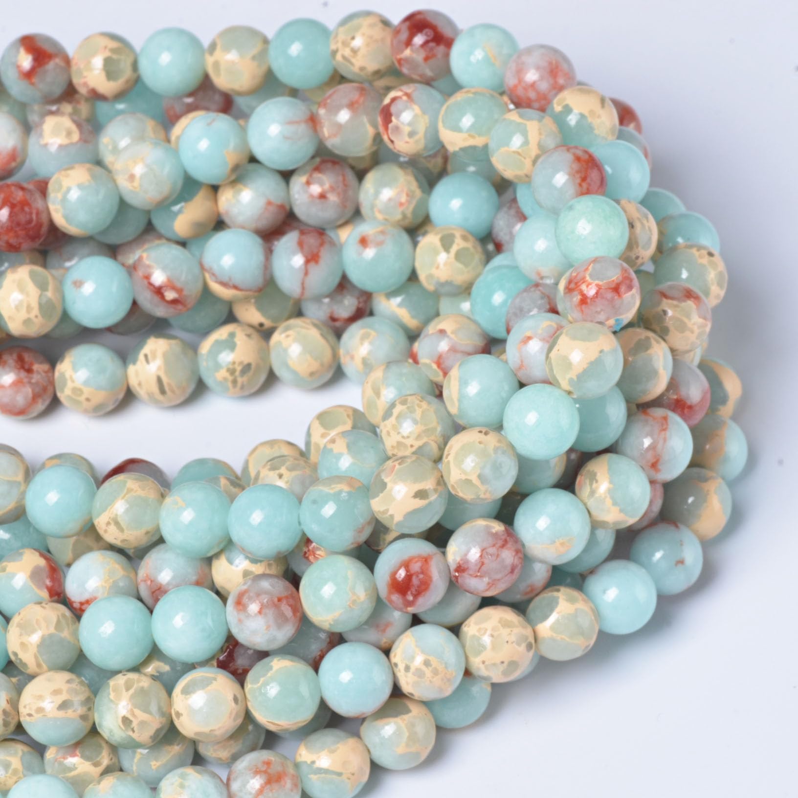 8mm Round Sky Blue Jasper Natural Stone Beads for Jewellery Making Gemstone Beads for Crafting (45-50Pcs) - Image 2