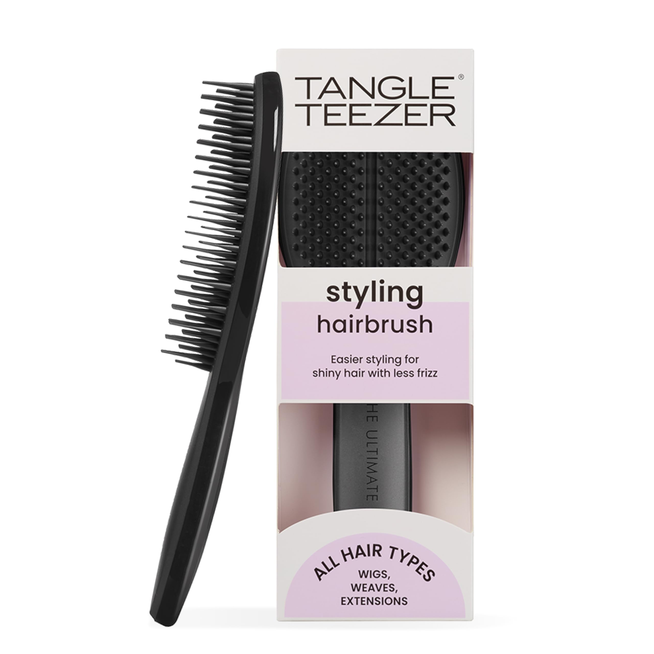 Tangle Teezer The Ultimate Styler - Spazzola per parrucche, extension, tessiture e clip-in - Per volume, texture, lucentezza e per districare i ricci - Nero Corvino