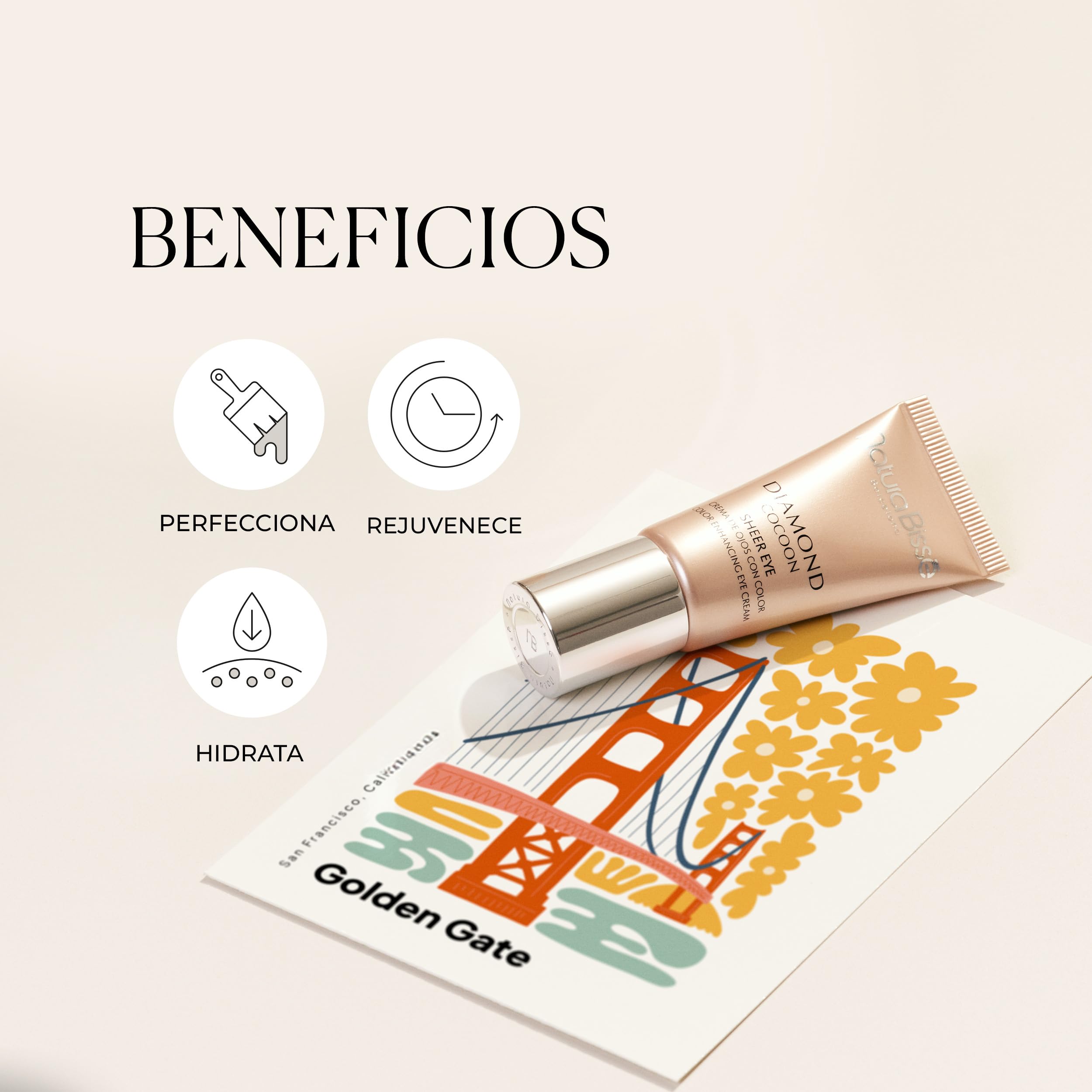 Natura Bissé Diamond Cocoon Sheer Eye | Contorno de Ojos Antiedad con Color con Ácido Hialurónico, Antioxidantes, Vitamina PP y Extracto de Fermentus Glaciarum | 10 ml