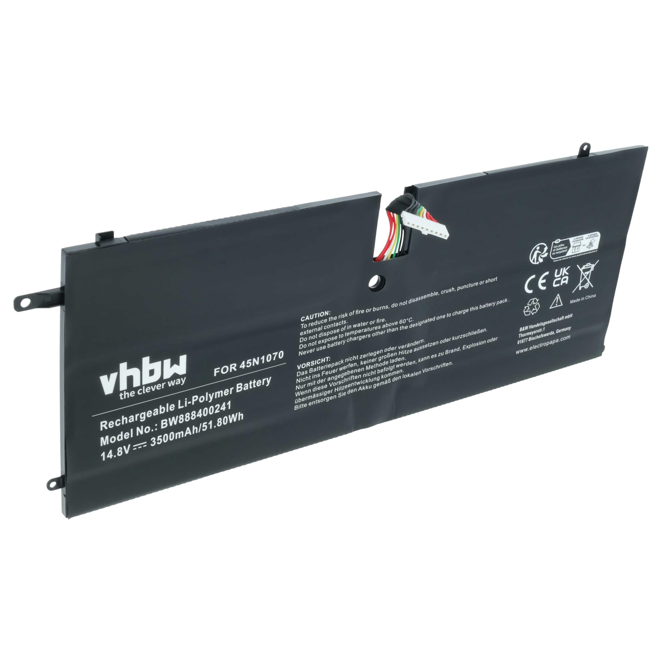 vhbw batteria compatibile con Lenovo ThinkPad X1 Carbon 3460, X1 Carbon 3444, X1 Carbon 3448 notebook (3500mAh, 14,8V, Li-Poly)