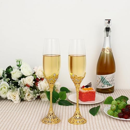Miniatura 5 de Copas de champán de cristal personalizadas para novia y novio, juego de 2 regalos de boda (personalizado)