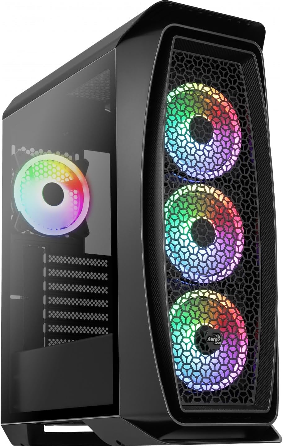 Aerocool Trinity Mini, Mini ATX Tower Case, Tempered Glass Side Panel, 1 x 12cm FRGB Fans, 2 x FRGB Fans, Black