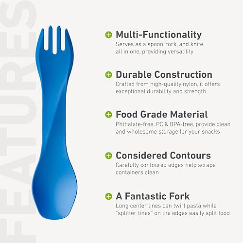 Miniatura 4 de humangear GoBites Uno  Utensilios de viaje y campamento  Utensilios de comedor portátiles y convertibles  Tenedor multifuncional, azul oscuro