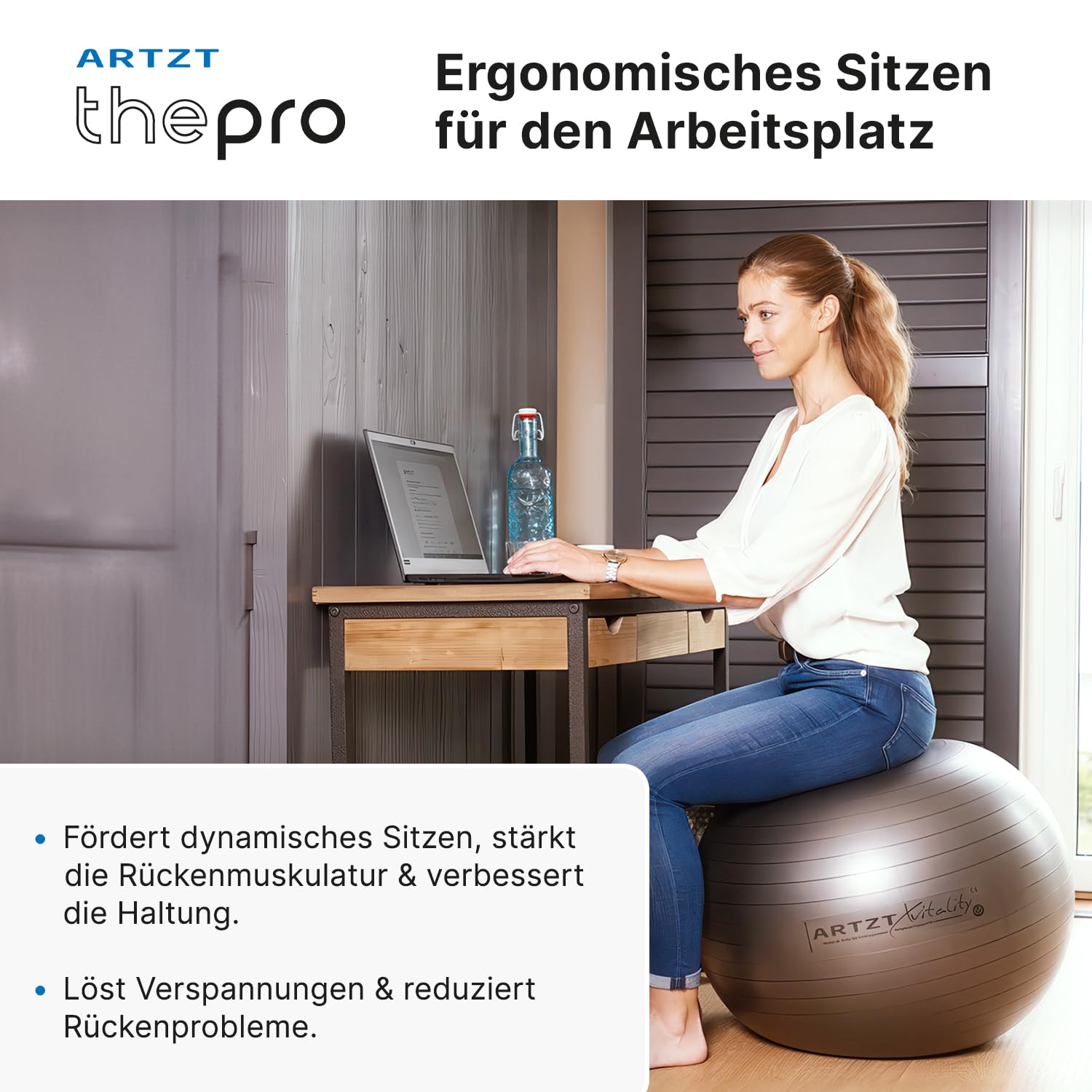 Gymnastikball | Original Pezziball | Sitzball für Fitness & Gymnastik | Yoga Ball für Home Fitness | bis 500 kg belastbar | Platzsicher bis 90 kg | Made in Italy