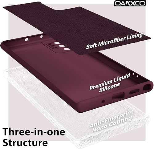 Miniatura 5 de oakxco Funda para teléfono Samsung Galaxy Note 10 Plus con agarre de silicona líquida, bonita funda delgada y delgada de goma TPU suave de gel liso