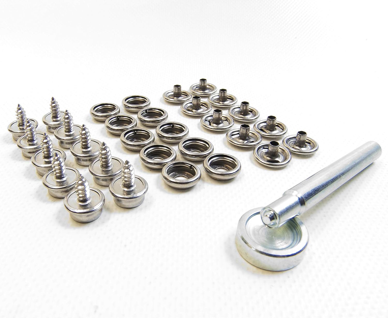 Stainless Steel Cap & Socket, 3/8" Screw Studs & Setting Tool, 32 Piece Kit
