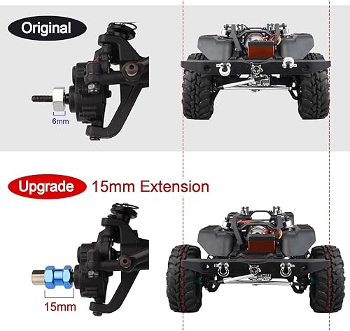 Miniatura 3 de Hobbypark - Paquete de 4 cubos de transmisión hexagonal de rueda de 0.472 in, acoplador combinador de aluminio de 0.591 in, extensión de Azul