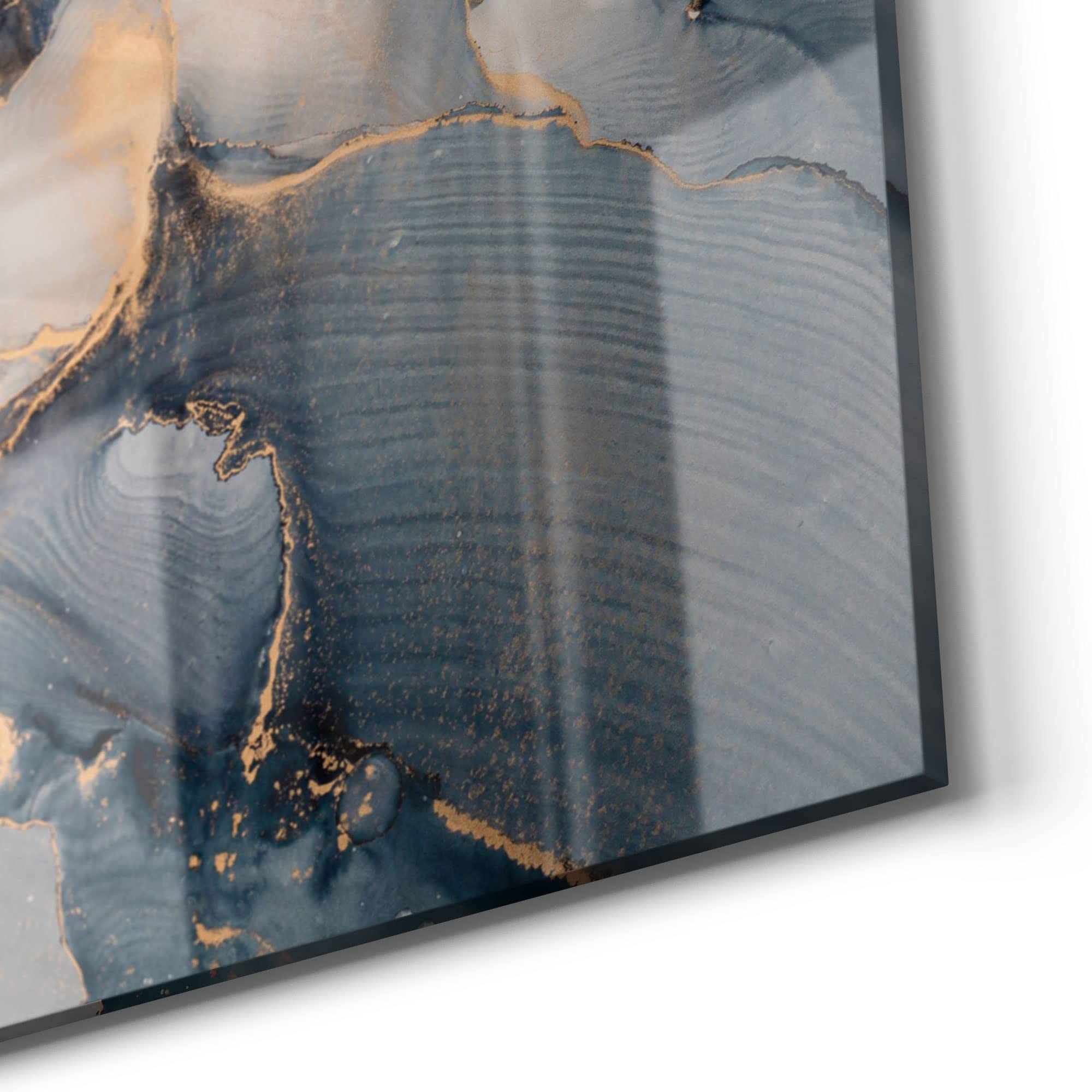 Tableau Décoratif Moderne DEQORI 'Marmor-Farbspiel Mit Gold' - Impression Sur Verre Ou Acrylique, Fabrication Allemagne, Sur Mesure