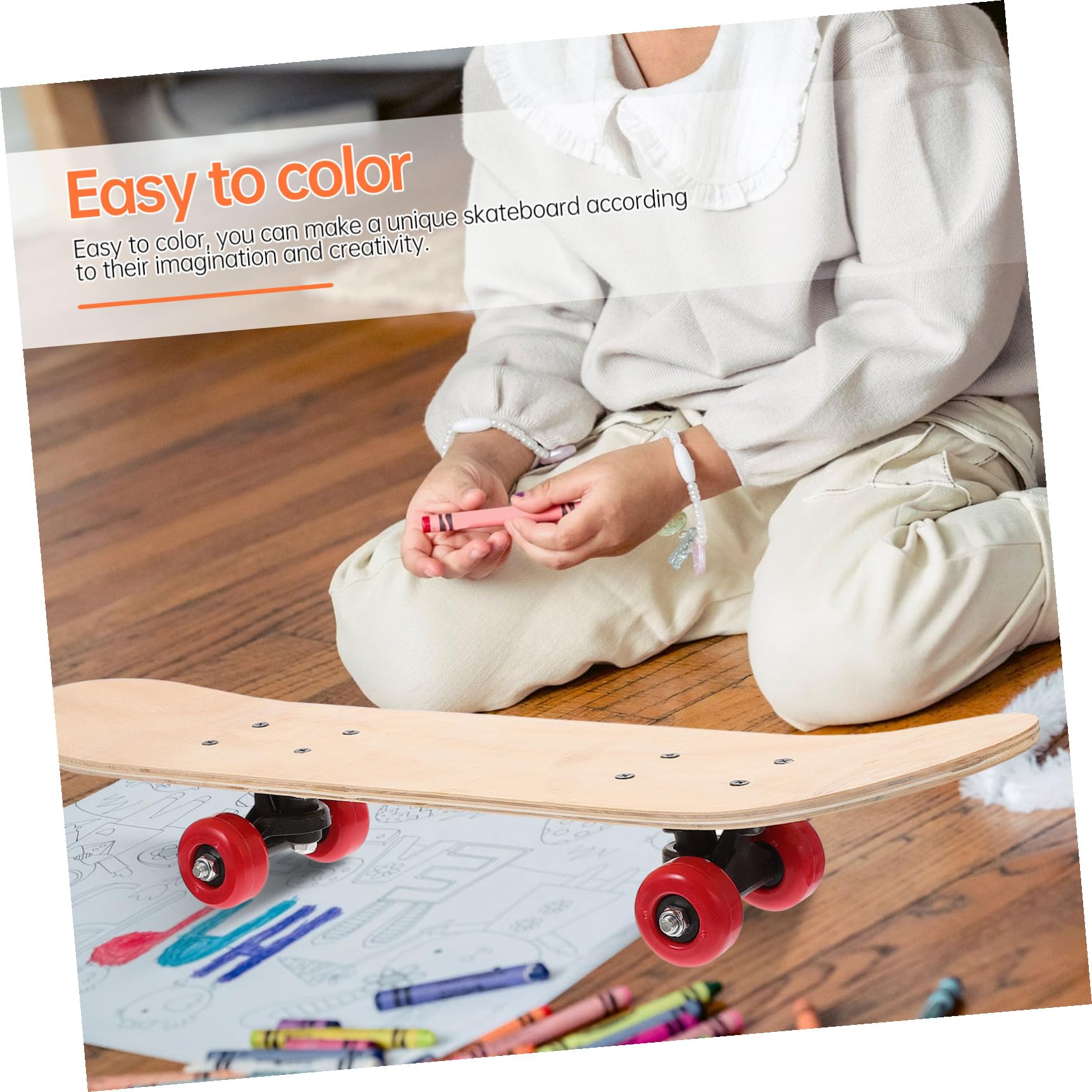 Toddmomy Planche À roulettes Vierge DIY Graffiti 23 Pouces en Bois pour Enfants - Skateboard Créatif À Personnaliser Facilement Cadeau pour Activités Extérieures Et Loisirs