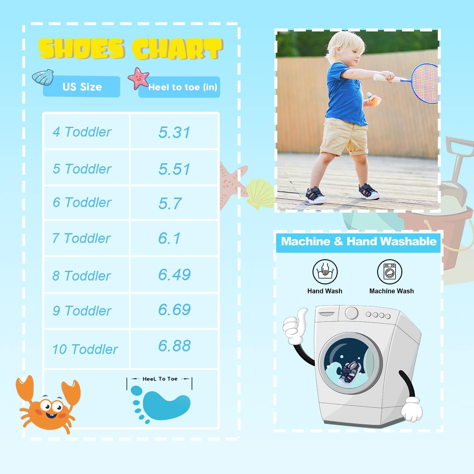 JOINFREE Toddler Boys Girls Water Shoes Breathable Qucik Dry Sport Beach Sandals Lightweight Barefoot Flexible — view 6