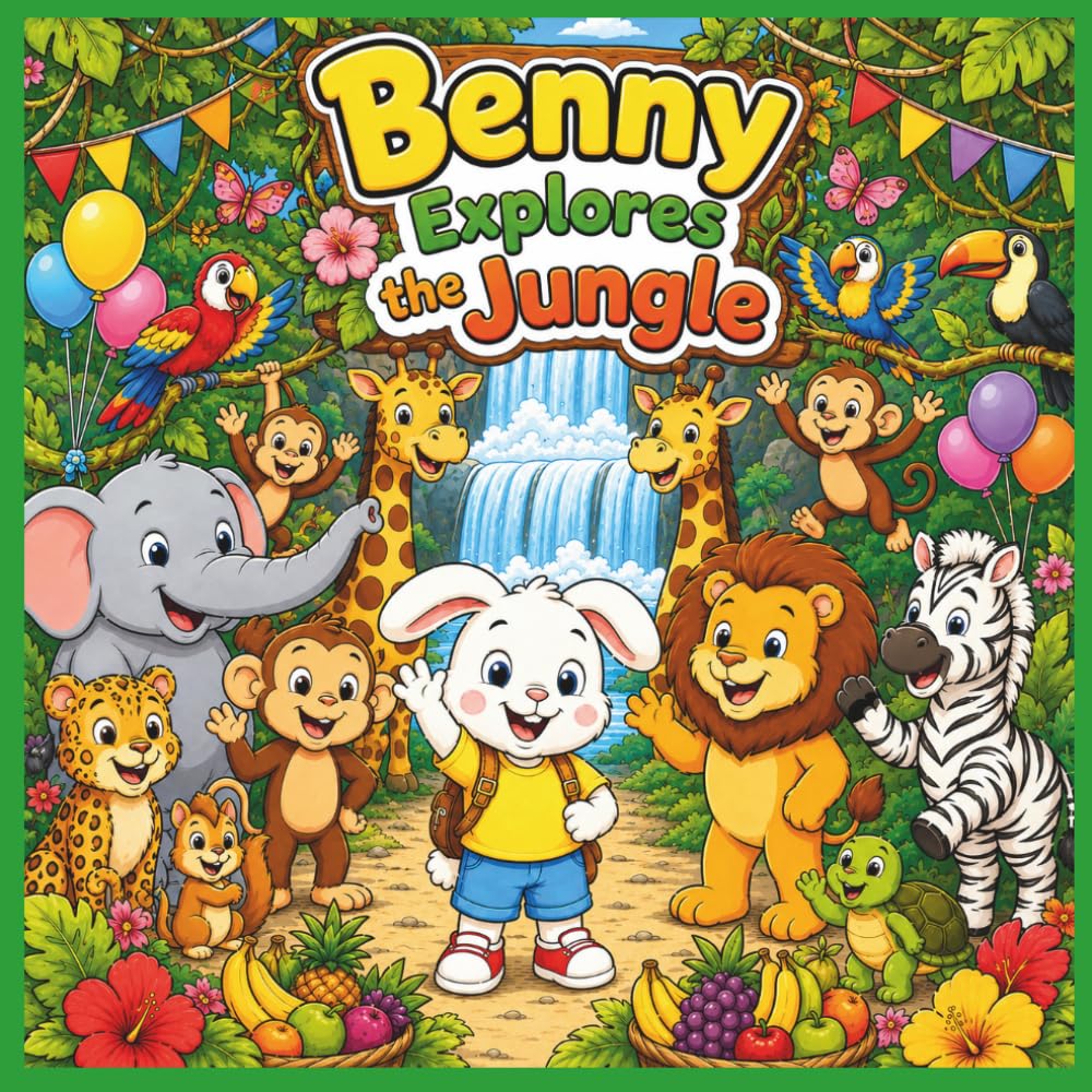 Benny Explores the Jungle: 40 Fun and Easy Jungle Animal Coloring Pages for Kids Ages 4–8