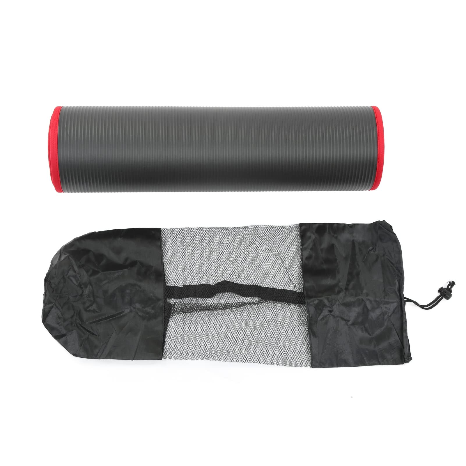 Generic Estera de Yoga Gruesa, Estera de Ejercicios para el Hogar Antideslizante Insonorizada para Bailar, TPE Negro de 10 Mm con Líneas de Alineación