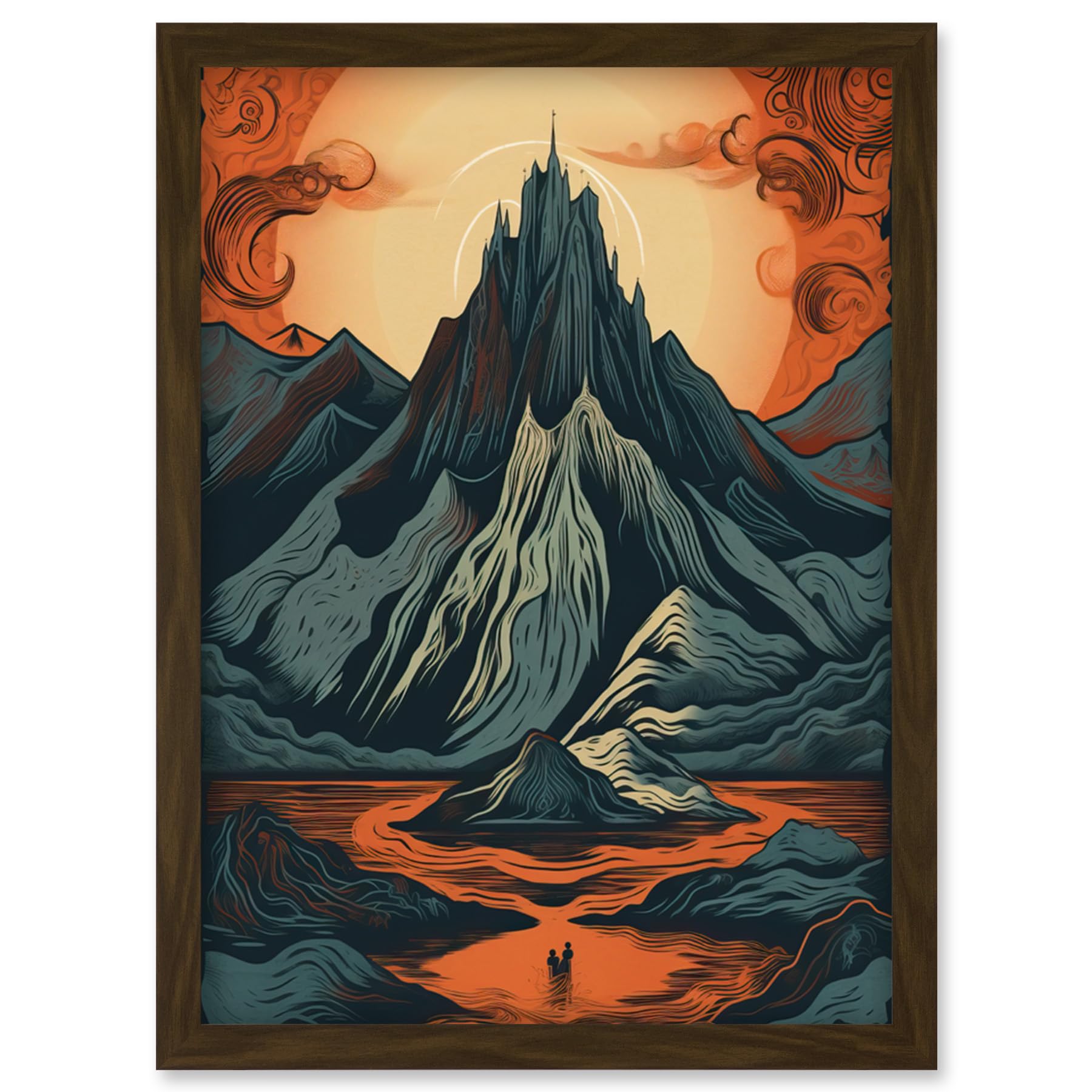 Erebor The Lonely Mountain Framed Wall Art Print A4 - Artery8 - Landscape Illustration Artwork
