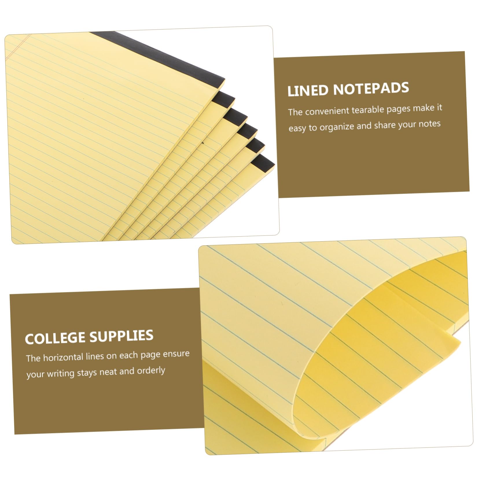 Lurrose Blocco Note A4 214x295mm Giallo 6 Pezzi Con Pagine Strappabili, Quaderno Per Appunti Di Lavoro e Scuola Con Sezione Organizzata Per Studenti e Professionisti