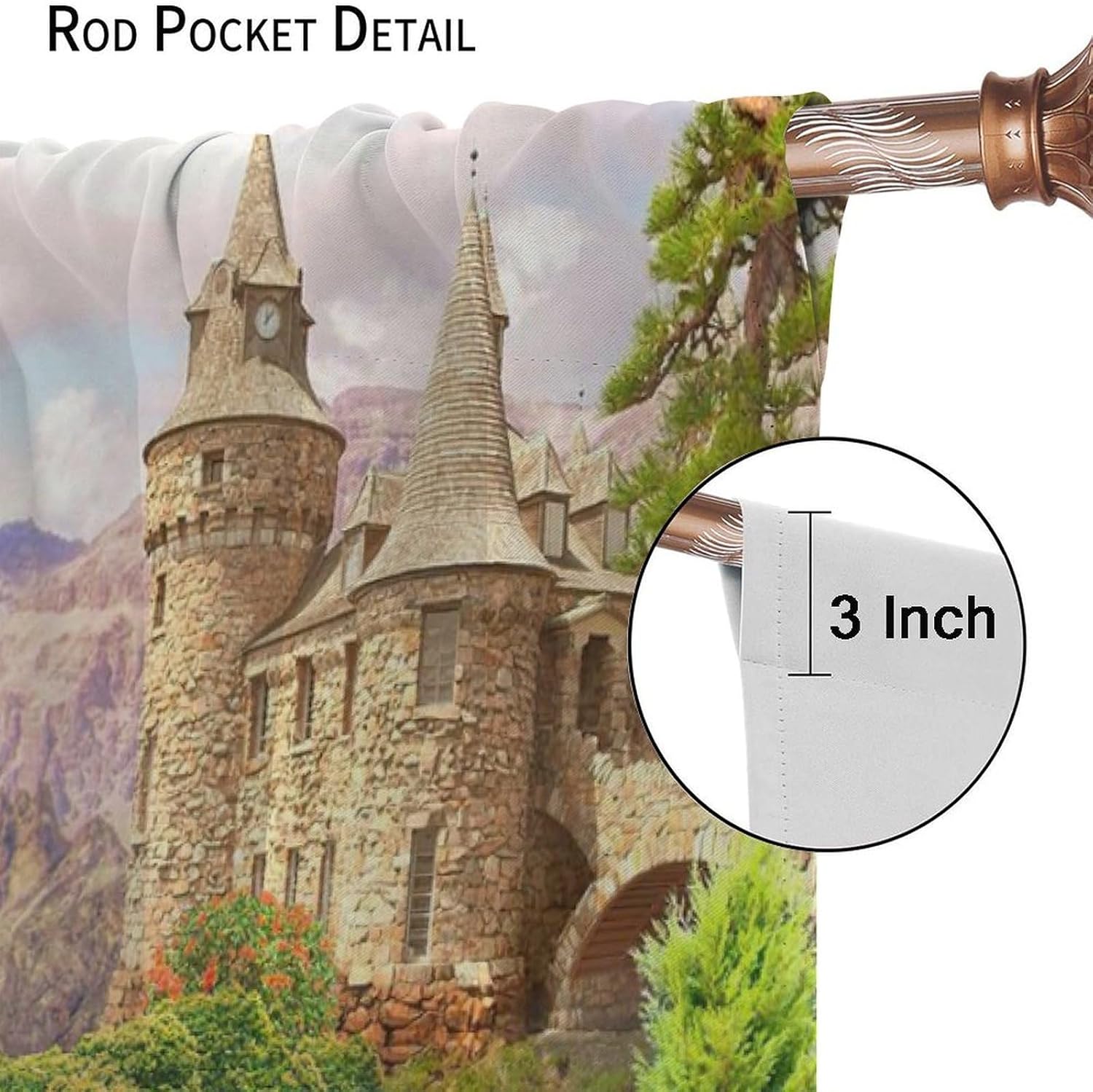 European Landscape Blackout Window Curtains, Italian View Architecture Beautiful Flowers Window Drapes, for Living Room Bedroom 21(W)*45(L) 2 Panels