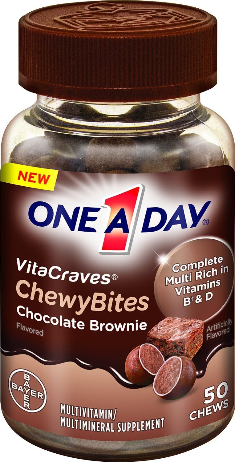 (2 Pack) Bayer One A Day Vitacraves Chewy Bites, Chocolate Brownie, 50 Count