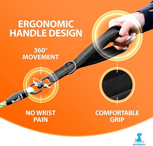 Miniatura 6 de SparklyPets Correa doble para perros para 2 perros  Cuerda elástica doble correa para perros medianos y grandes con asas acolchadas y sin enredos