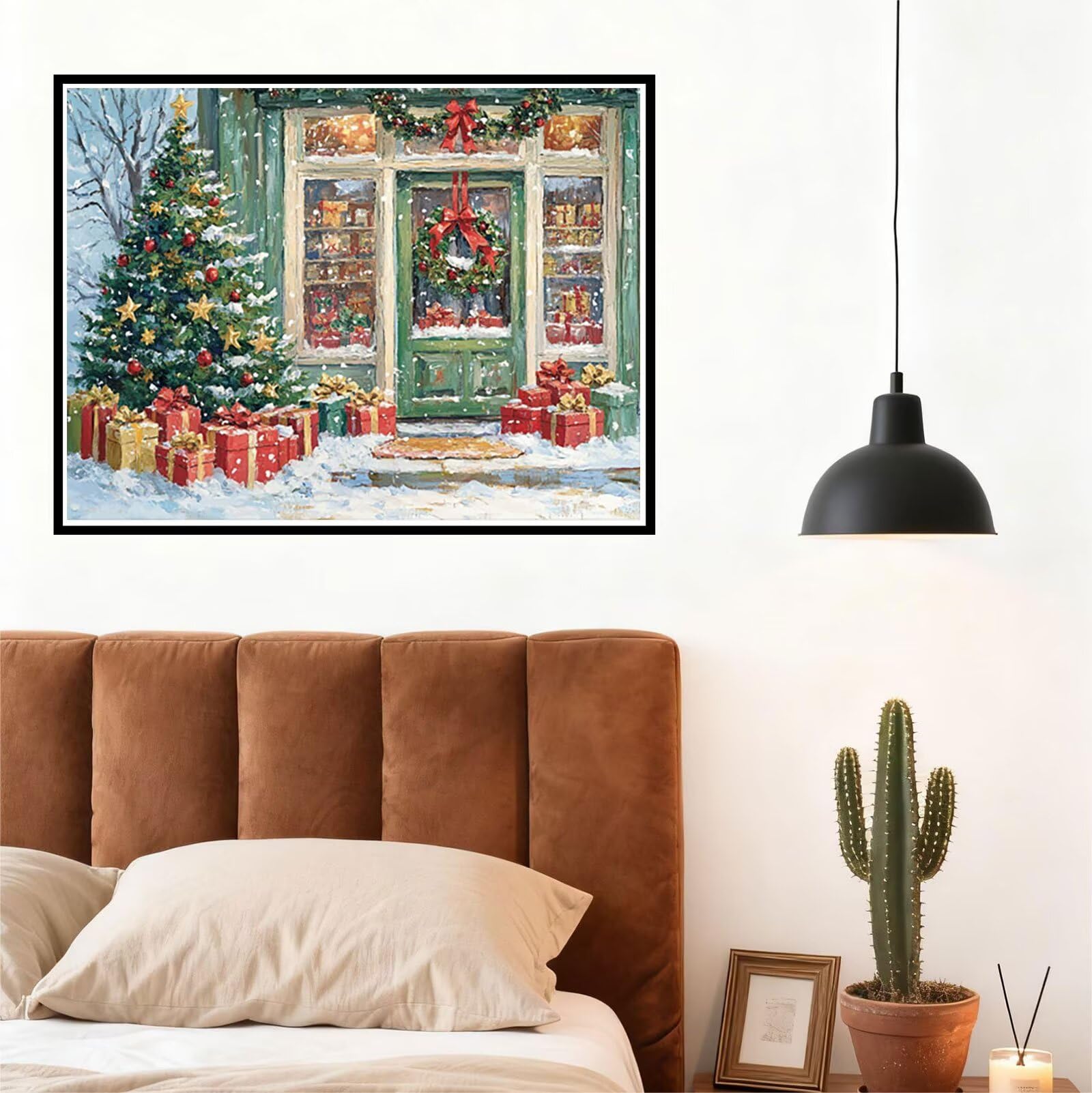Peinture Numero Adulte NoëL Coloriage par Numero Adulte Cabine DIY Paint by Numbers, avec Pinceaux Peinture Loisir Creatif Enfant Numéro D'art Cadeau Femme, Pour Decoration Maison 60x80cm H - 551