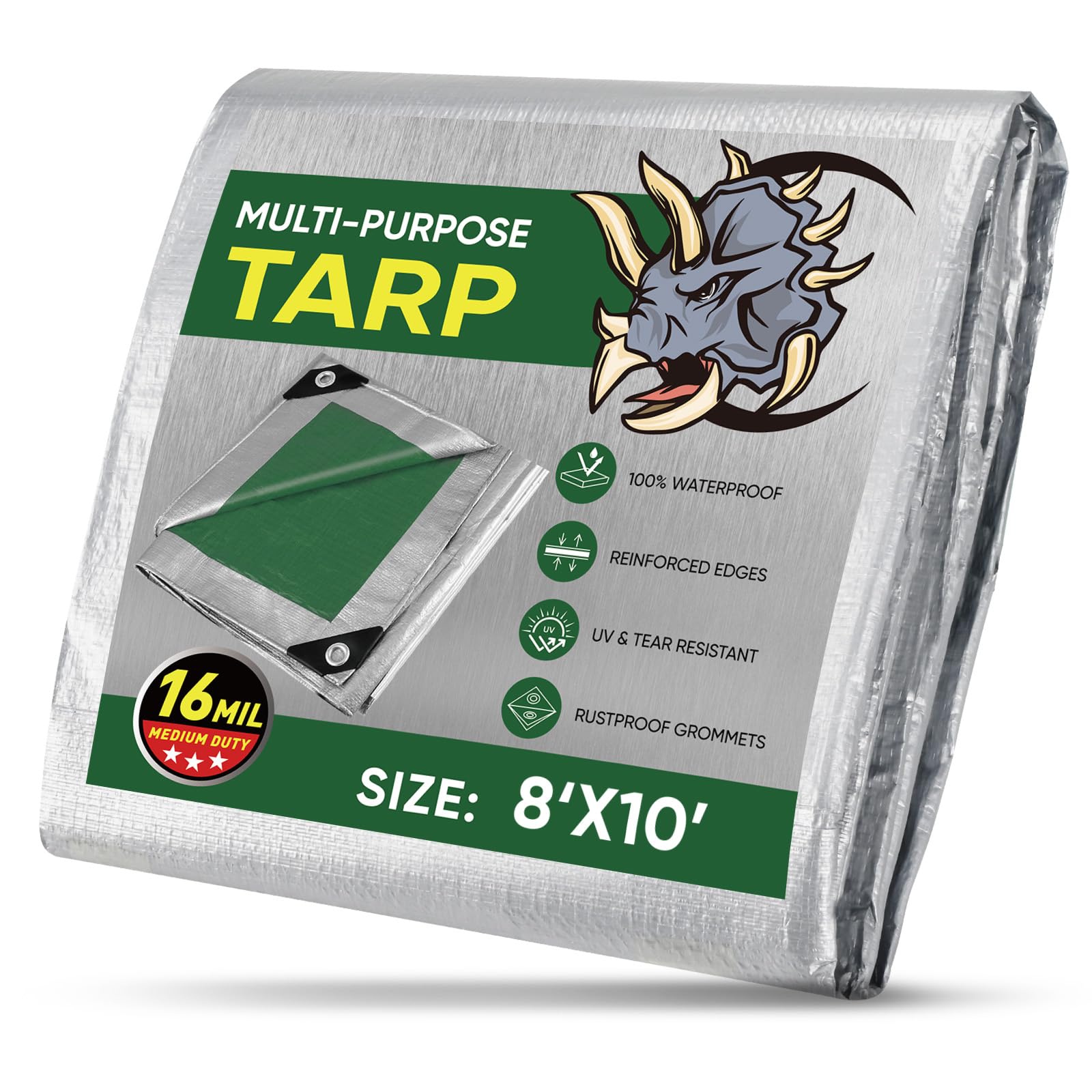 WhiteDuck Heavy Duty 16 Mil Poly Tarp - Waterproof, UV Resistant Cover For Boats, Pools, Equipment