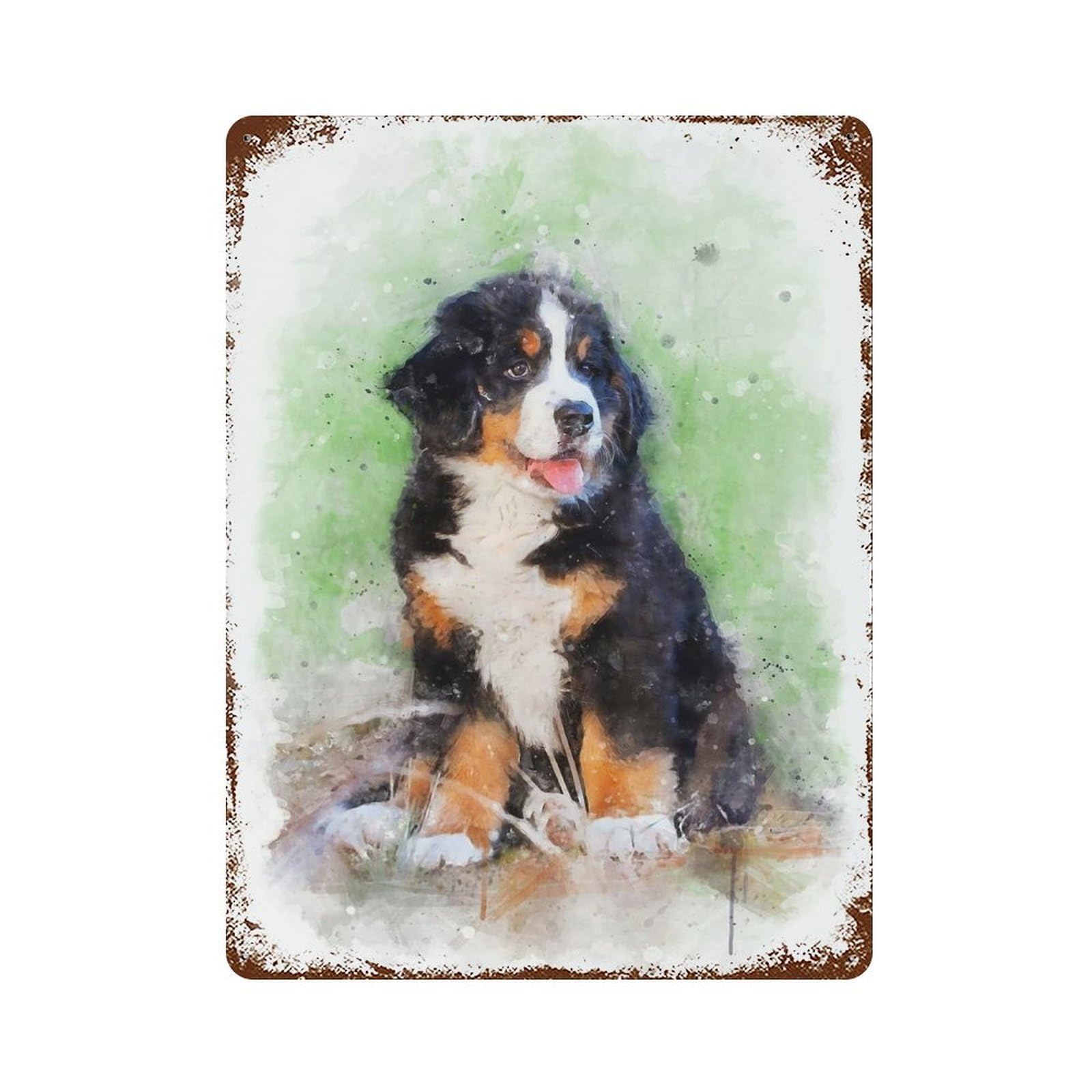 Garage Style Bernese Mountain Dog Puppy Distressed Metal Wall Sign 15.7"x11.8", Vintage Wall Decor for Bar And Workshop