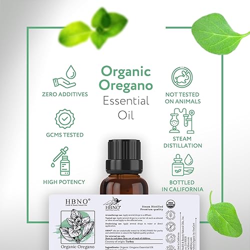 Miniatura 4 de HBNO Aceite esencial de orégano orgánico  1 oz (1.0 fl oz)  Aceite esencial de orégano orgánico certificado por USDA para aromaterapia, fabricación