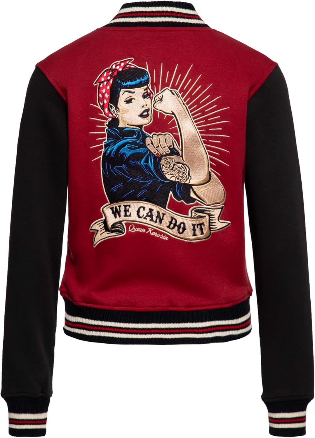 Grüne Damen Rockabilly College Jacke We can do it
