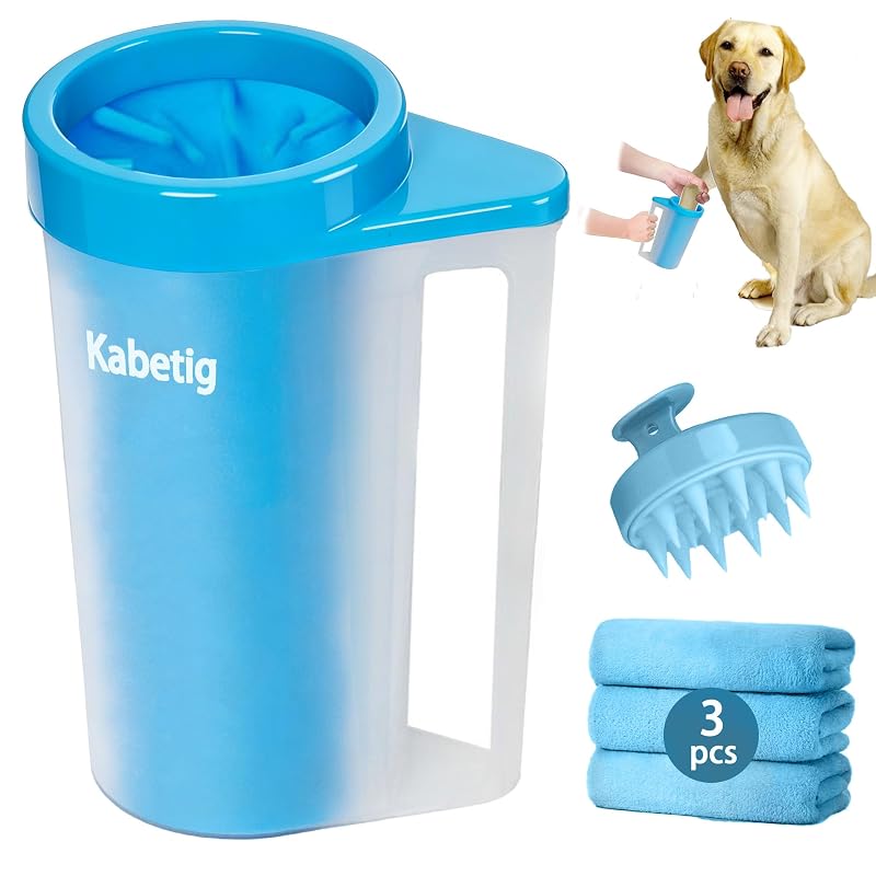 Limpador de patas para cães com cerdas de silicone e alça Kabetig, Azul