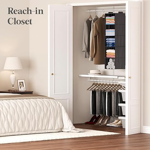 Miniatura 8 de Lifewit 5 Tier Hanging Closet Organizer and Storage for Shelves, Foldable Clothes Storage Shelf with 2 Sturdy Hooks for Clothing Organization, Dorm