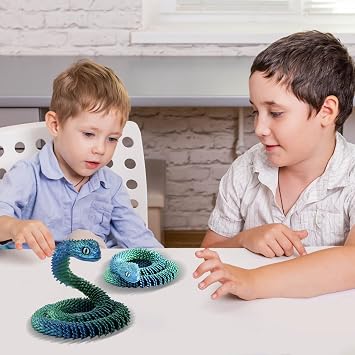 Joycabin 3D Printed Animals, 3D Printed Snake Fidget Toy, Articular Mobility 3D Printed Animal, Fidget Mini Animals Toy Articular Mobility Toys for Adults and Kids Autism/ADHD (60cm - Blue Green)