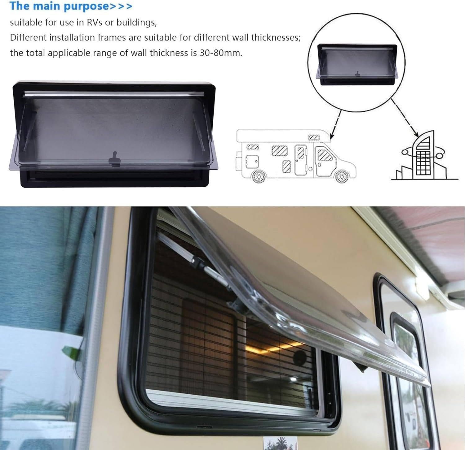 Wohnmobilfenster 600x300mm - Aluminium Schiebefenster Mit Fliegengitter